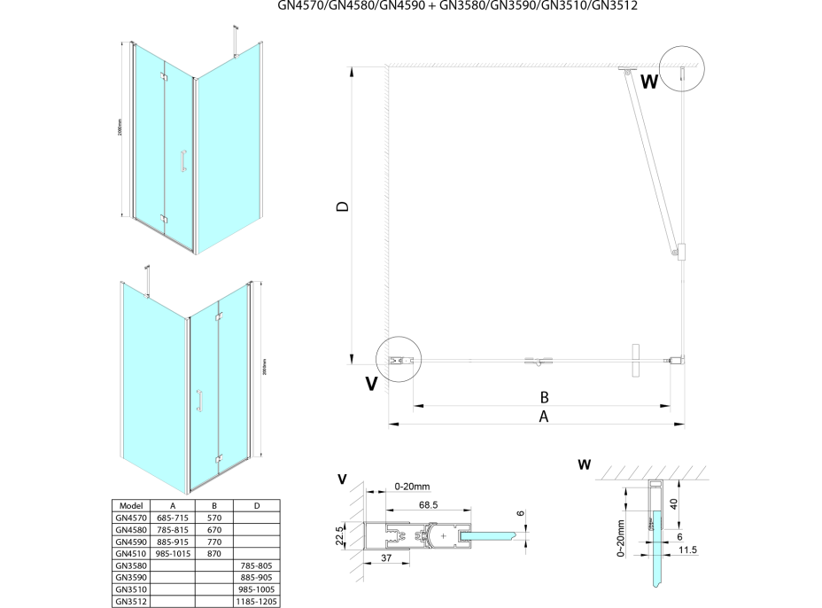 Gelco LORO sprchové dvere skladacie 1000mm, číre sklo GN4510