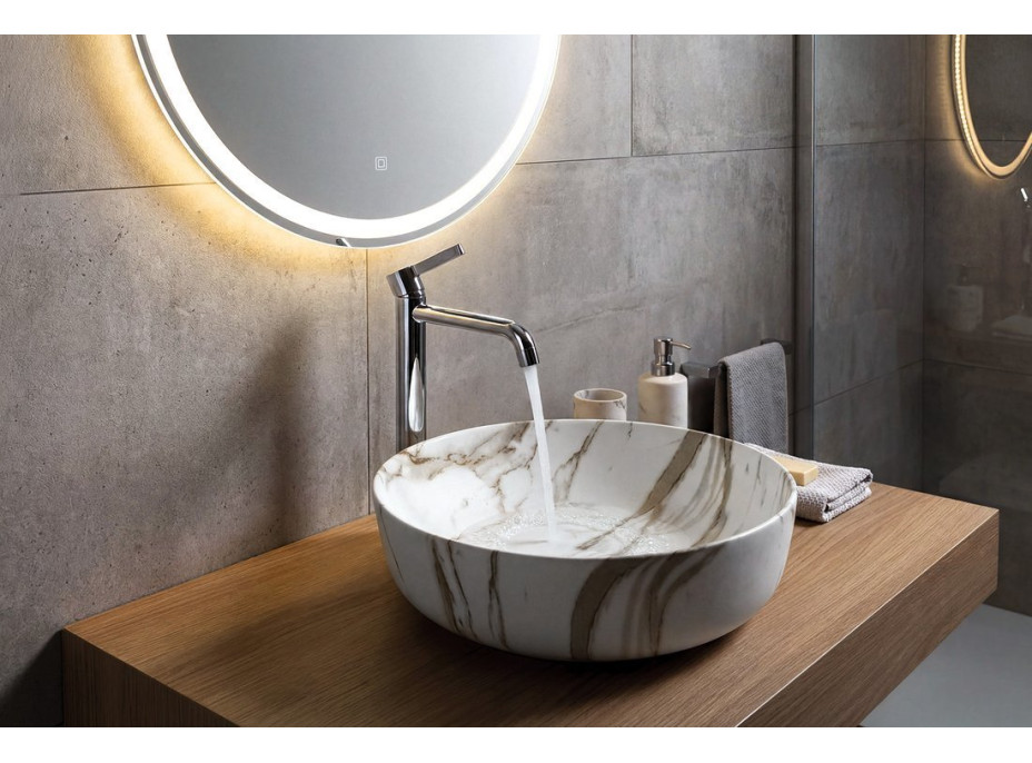 Sapho RONDEA keramické umývadlo na dosku Ø 41cm, bianco carrara AR445BC