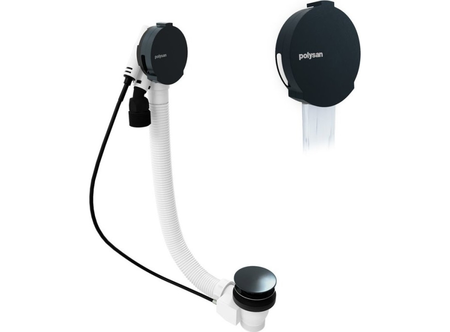 Polysan Vaňová súprava s napúšťaním, bovden, dĺžka 1200mm, zátka 72mm, gun metal 71857.60