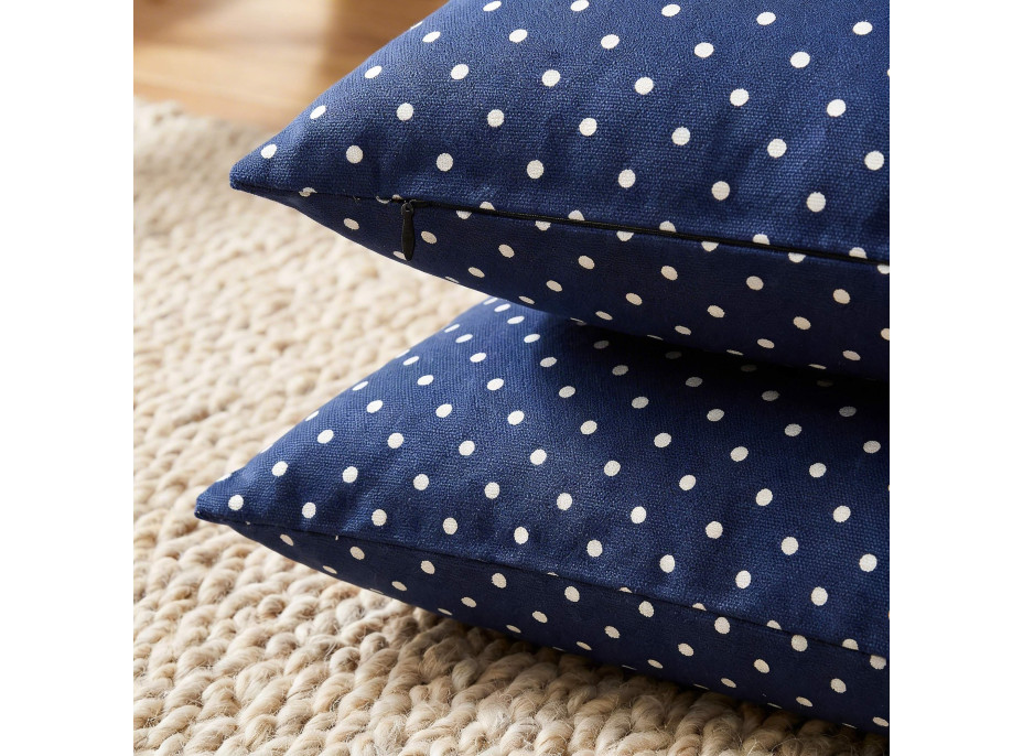 Obliečka na vankúš HAPPY 40x40 cm - tmavo modrý/biele bodky