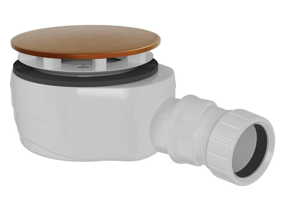 Polysan Vaničkový sifón, priemer 90mm, DN40, nízky, krytka meď mat 17916PG