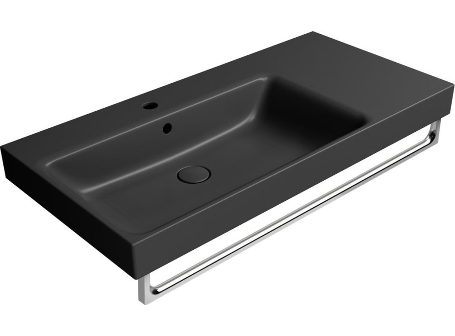 GSI NUBES keramické umývadlo 100x50cm, s odkladacou plochou vpravo, čierna mat 9627126
