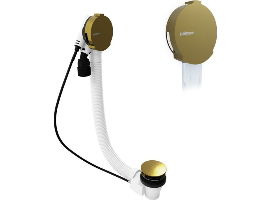 Polysan Vaňová súprava s napúšťaním, bovden, dĺžka 1200mm, zátka 72mm, zlato mat 71857.91