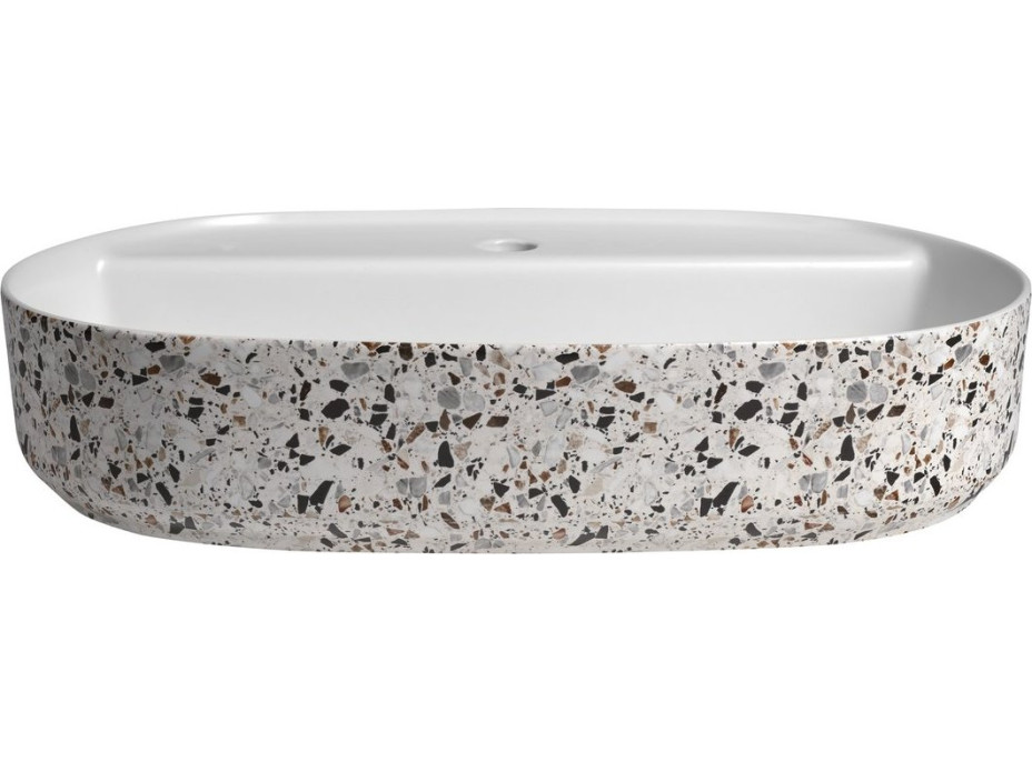 Isvea INFINITY OVAL keramické umývadlo na dosku, 60x40cm, terrazzo 10NF65060-2L-TRZ