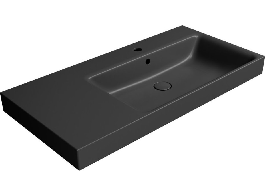 GSI NUBES keramické umývadlo 100x50cm, s odkladacou plochou vľavo, čierna mat 9628126