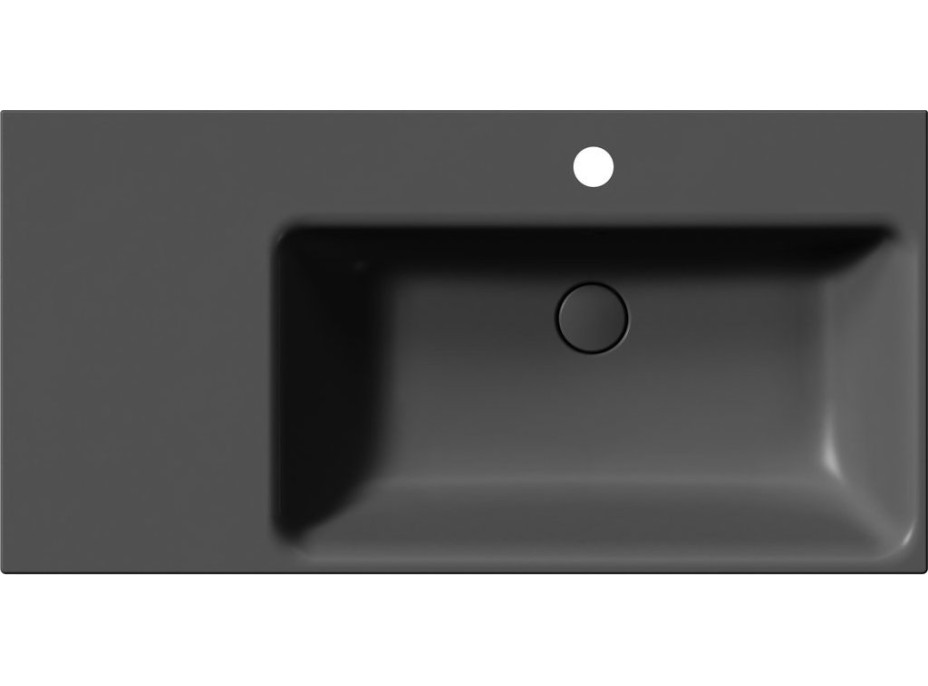GSI NUBES keramické umývadlo 100x50cm, s odkladacou plochou vľavo, čierna mat 9628126