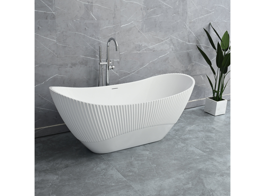 Voľne stojaca akrylátová vaňa Rea ATENA 170x73 cm - biela