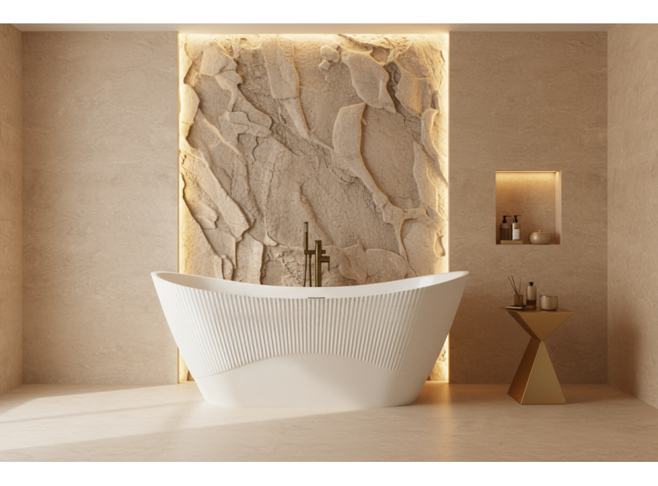 Voľne stojaca akrylátová vaňa Rea ATENA 170x73 cm - biela