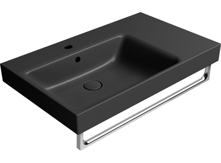 GSI NUBES keramické umývadlo 80x50cm, s odkladacou plochou vpravo, čierna mat 9629126