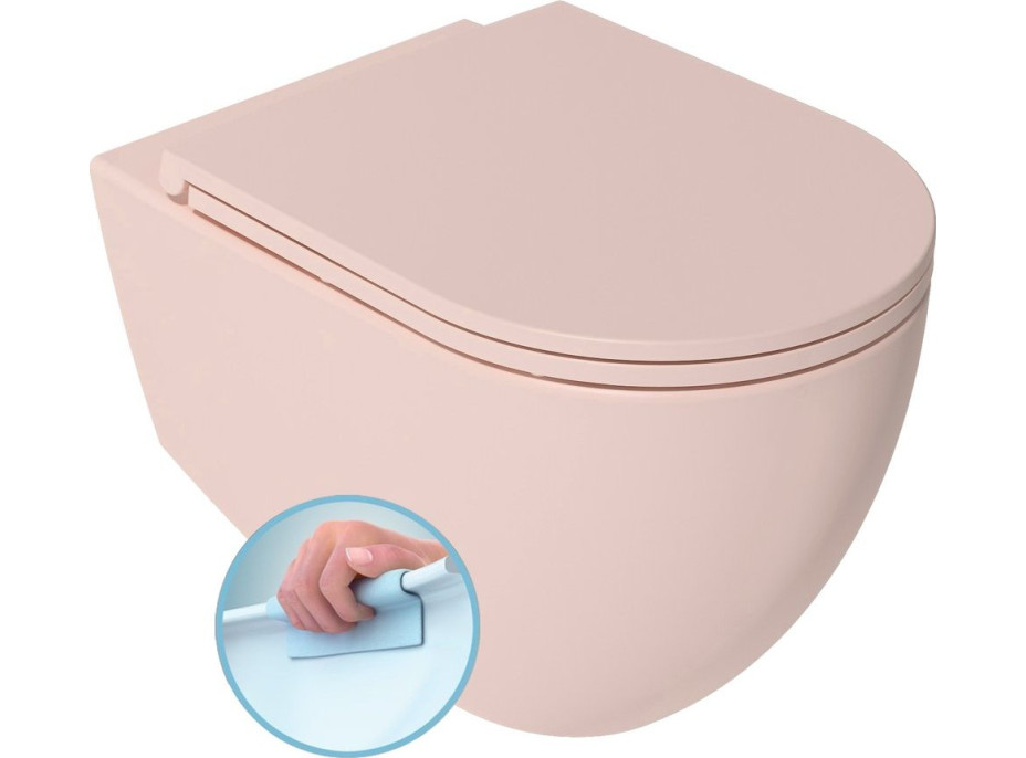 Isvea INFINITY závesná WC misa, Rimless, 36, 5x53cm, ružová Salmon 10NF02005-2S