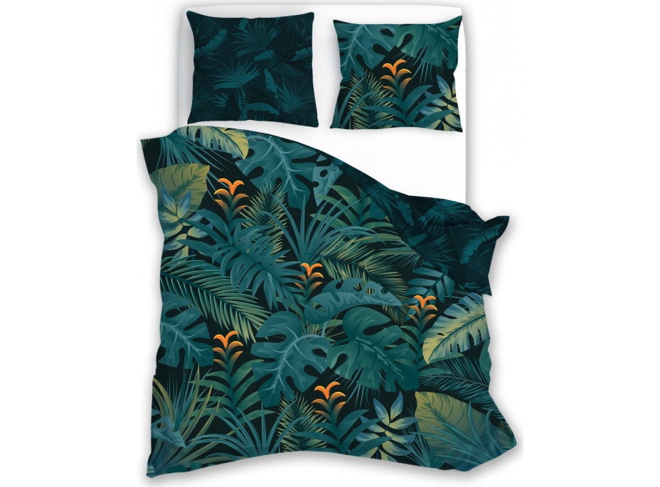 Saténové obliečky NOBILE Jungle - tmavo zelené - 220x200 cm