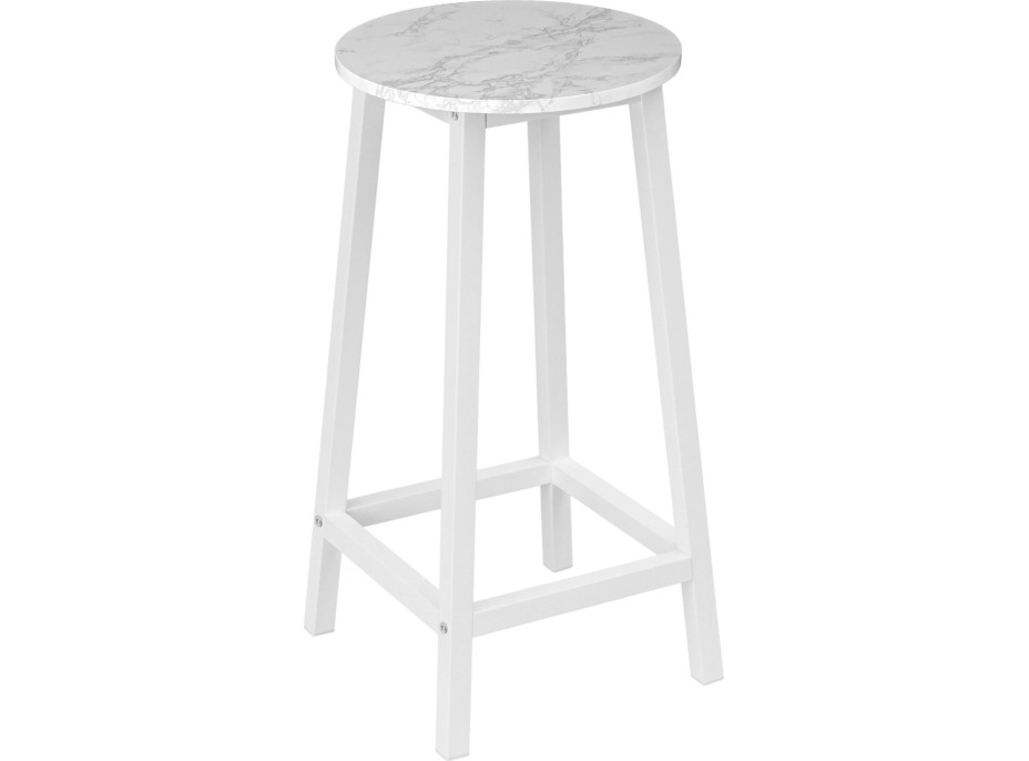 Kovová barová stolička FLINT White - biela/biely mramor
