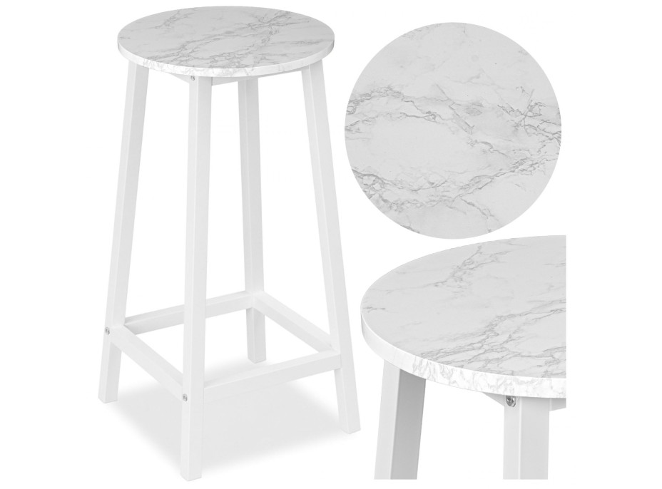 Kovová barová stolička FLINT White - biela/biely mramor