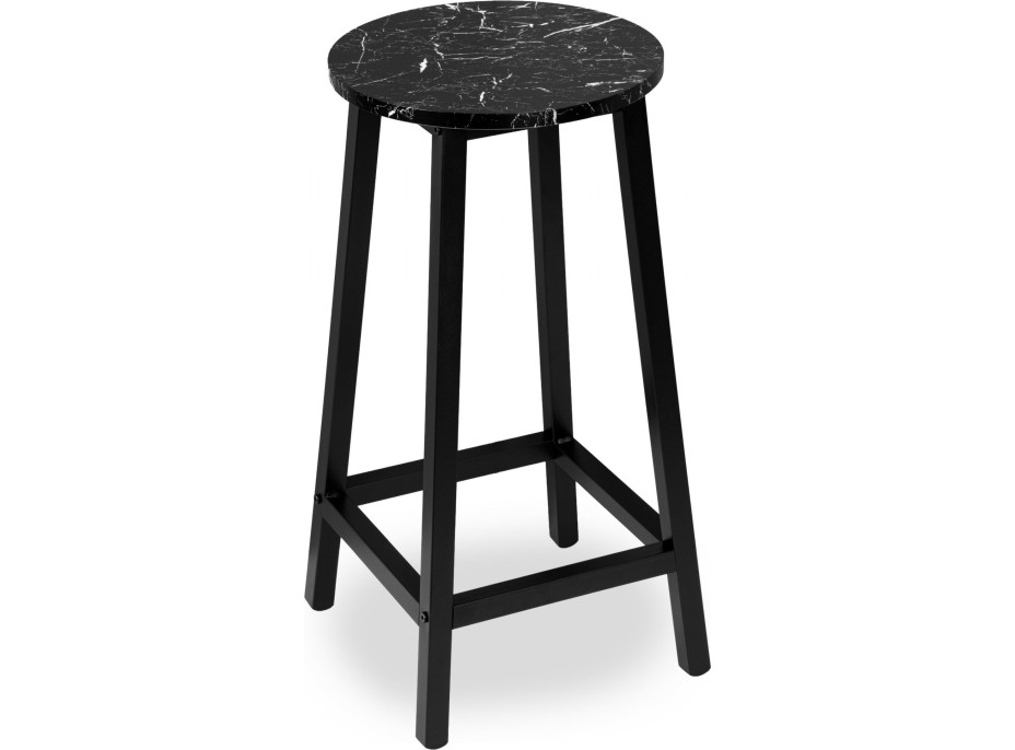 Kovová barová stolička FLINT Black - čierna / čierny mramor