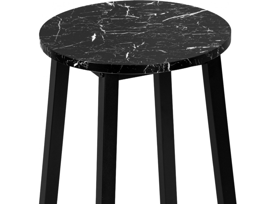 Kovová barová stolička FLINT Black - čierna / čierny mramor