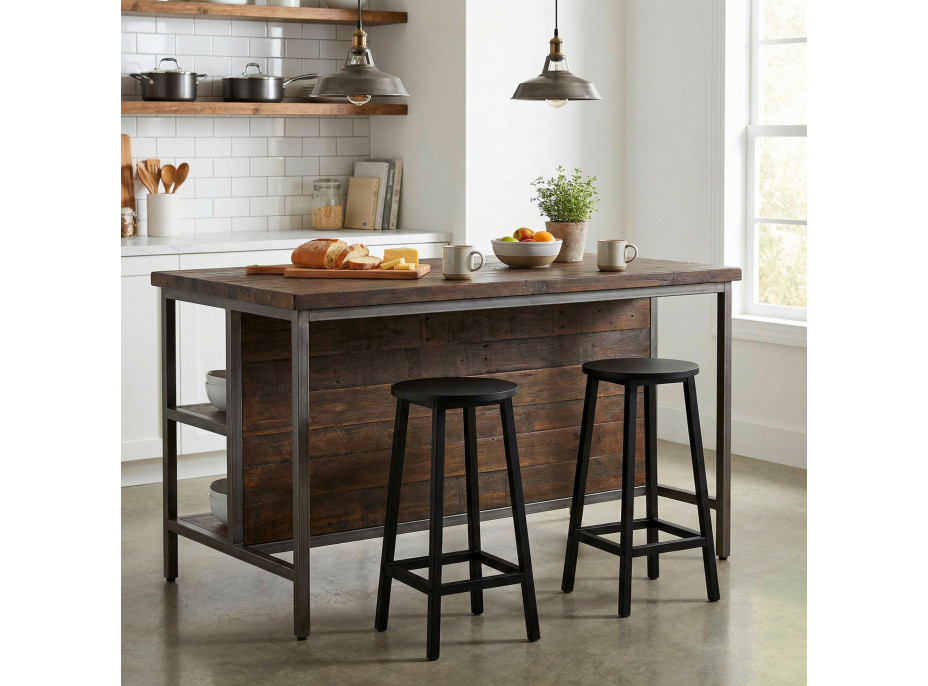 Kovová barová stolička FLINT Black - čierna