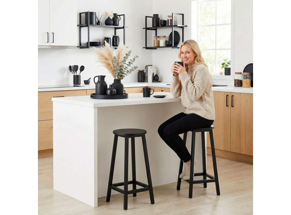 Kovová barová stolička FLINT Black - čierna