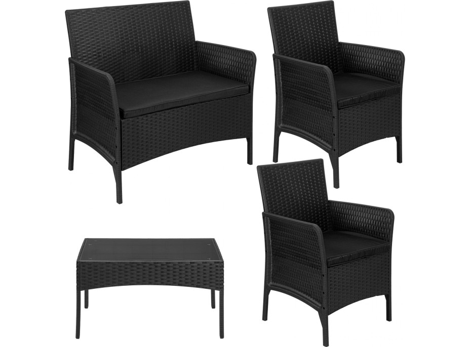 Záhradný nábytok CAMELIA (pohovka + 2 kreslá + stôl) - čierna