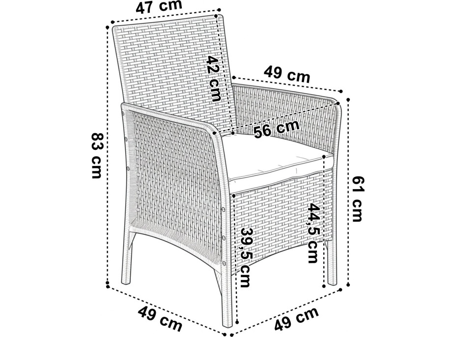 Záhradný nábytok CAMELIA (pohovka + 2 kreslá + stôl) - čierna