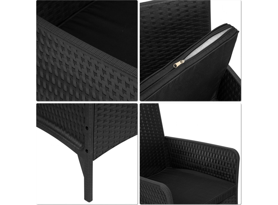 Záhradný nábytok CAMELIA (pohovka + 2 kreslá + stôl) - čierna