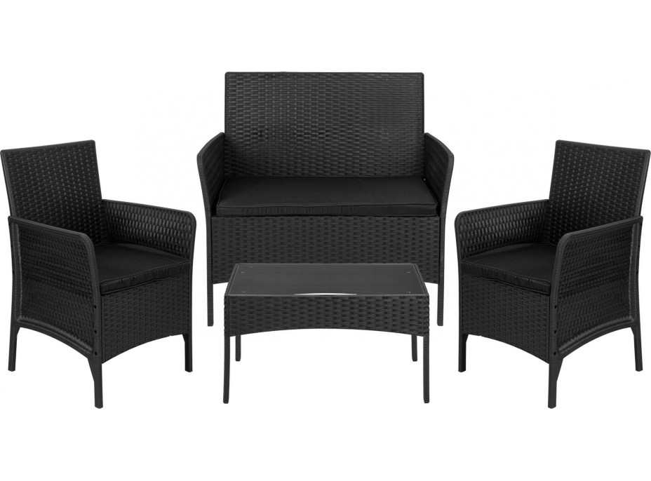 Záhradný nábytok CAMELIA (pohovka + 2 kreslá + stôl) - čierna
