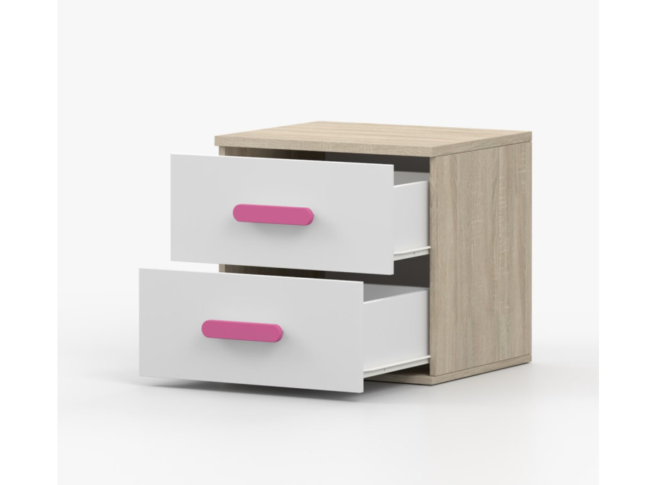 Nočný stolík SMYK - dub sonoma/biely (viac variant)