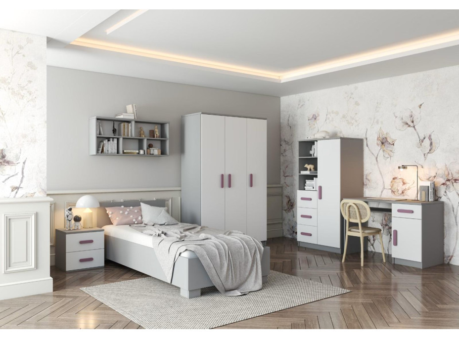 Šatníková skriňa SMYK 120 - šedá/biela (viac variant)