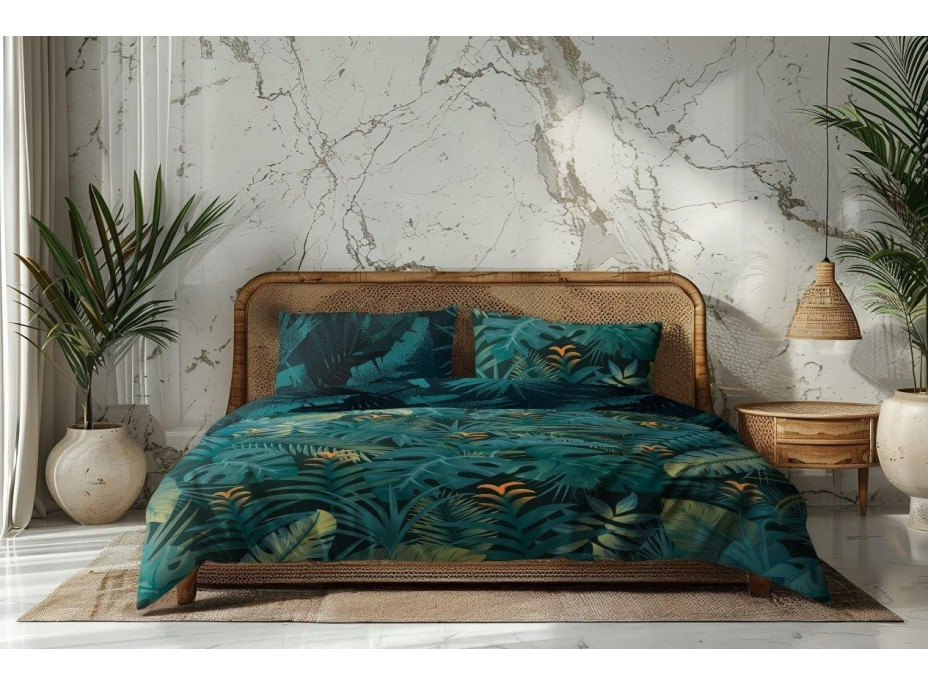 Saténové obliečky NOBILE Jungle - tmavo zelené - 220x200 cm