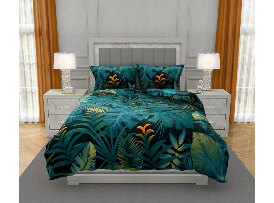 Saténové obliečky NOBILE Jungle - tmavo zelené - 220x200 cm