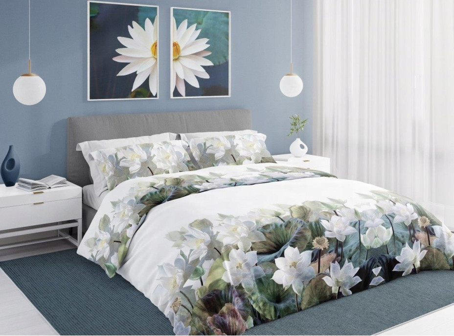 Saténové obliečky NOBILE Lekná - biele - 140x200 cm