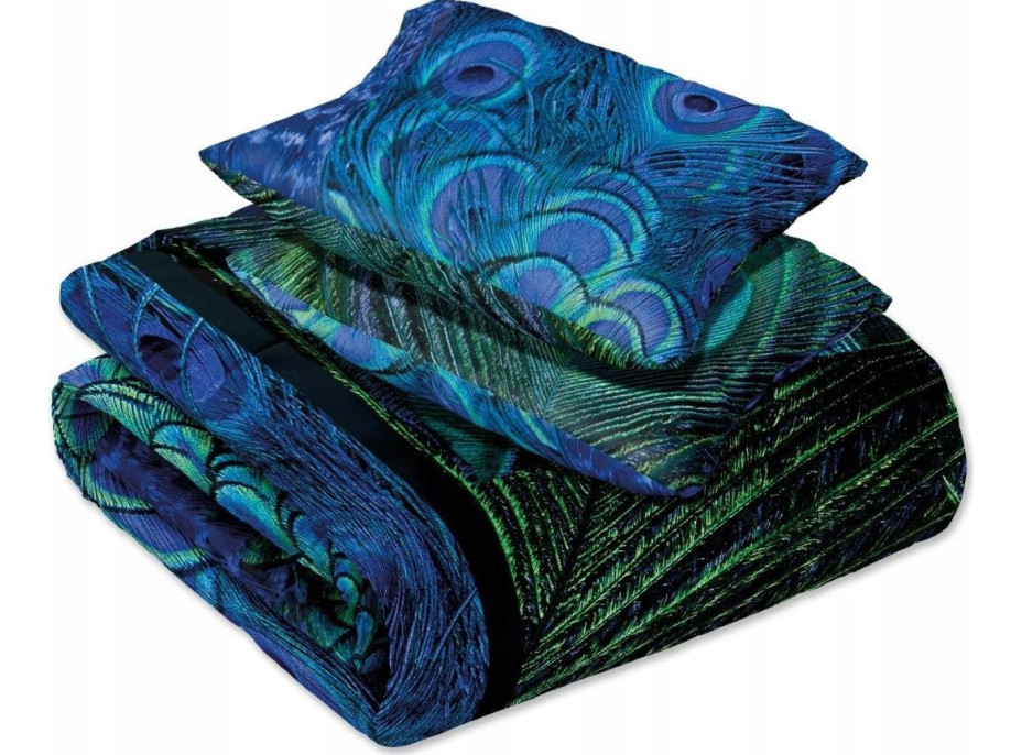 Saténové obliečky NOBILE Peacock - modré / zelené - 220x200 cm