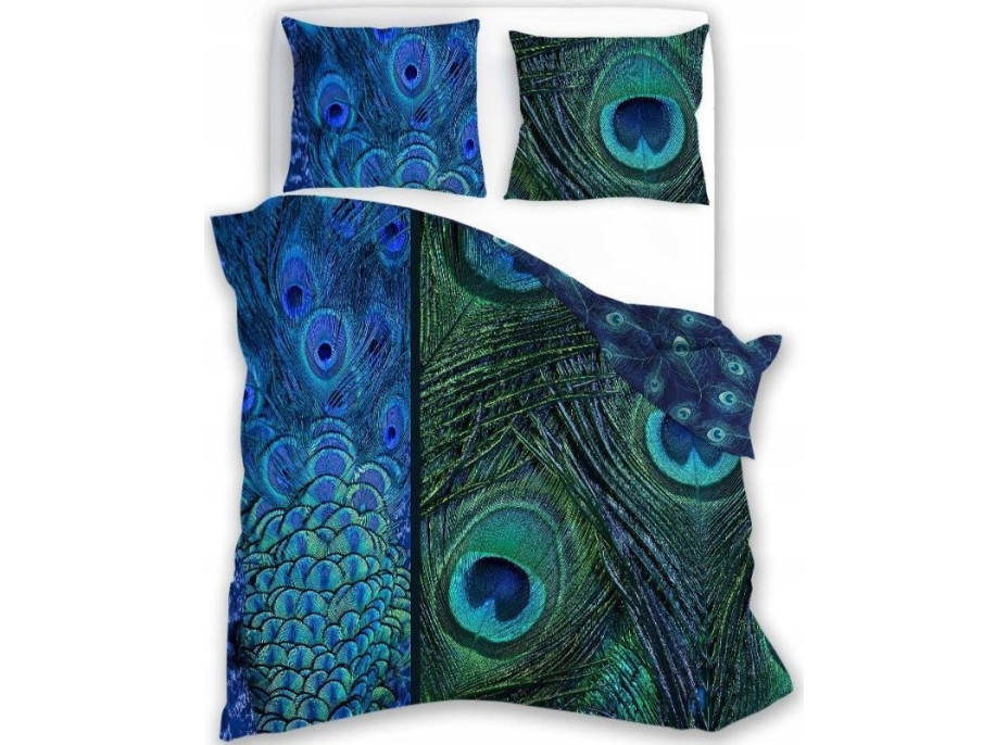 Saténové obliečky NOBILE Peacock - modré / zelené - 220x200 cm