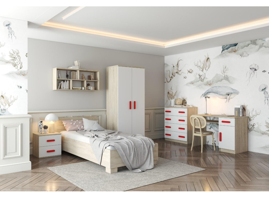 Písací stôl SCOUT - dub sonoma/biely (8 variant)