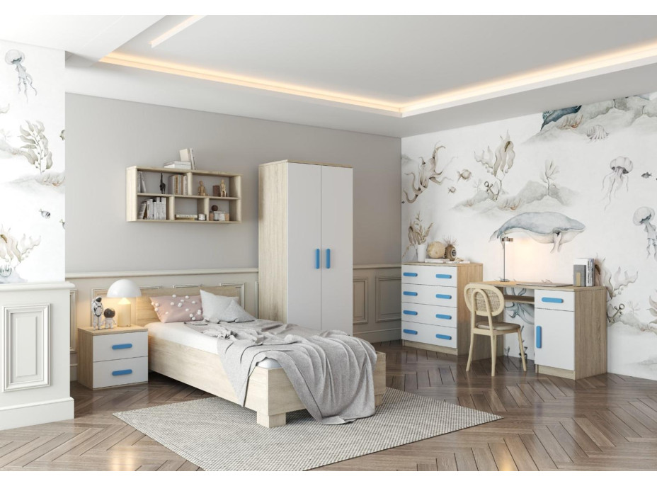 Písací stôl SCOUT - dub sonoma/biely (8 variant)