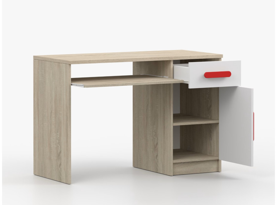 Písací stôl SCOUT - dub sonoma/biely (8 variant)