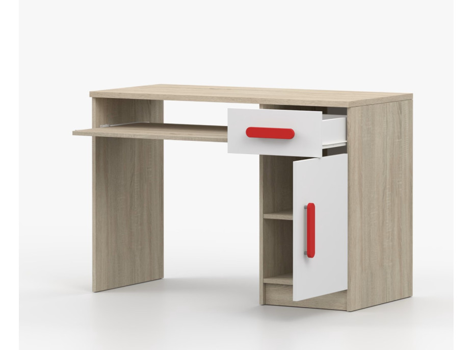Písací stôl SCOUT - dub sonoma/biely (8 variant)