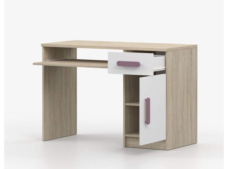 Písací stôl SCOUT - dub sonoma/biely (8 variant)