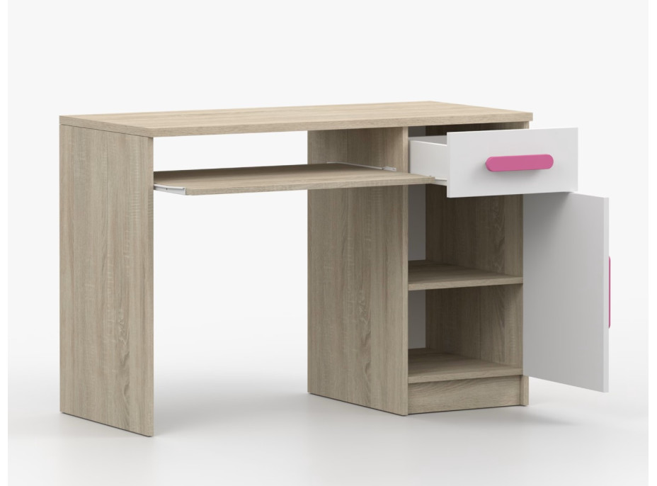 Písací stôl SCOUT - dub sonoma/biely (viac variant)