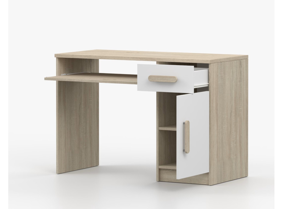 Písací stôl SCOUT - dub sonoma/biely (8 variant)