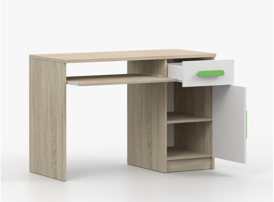 Písací stôl SCOUT - dub sonoma/biely (8 variant)