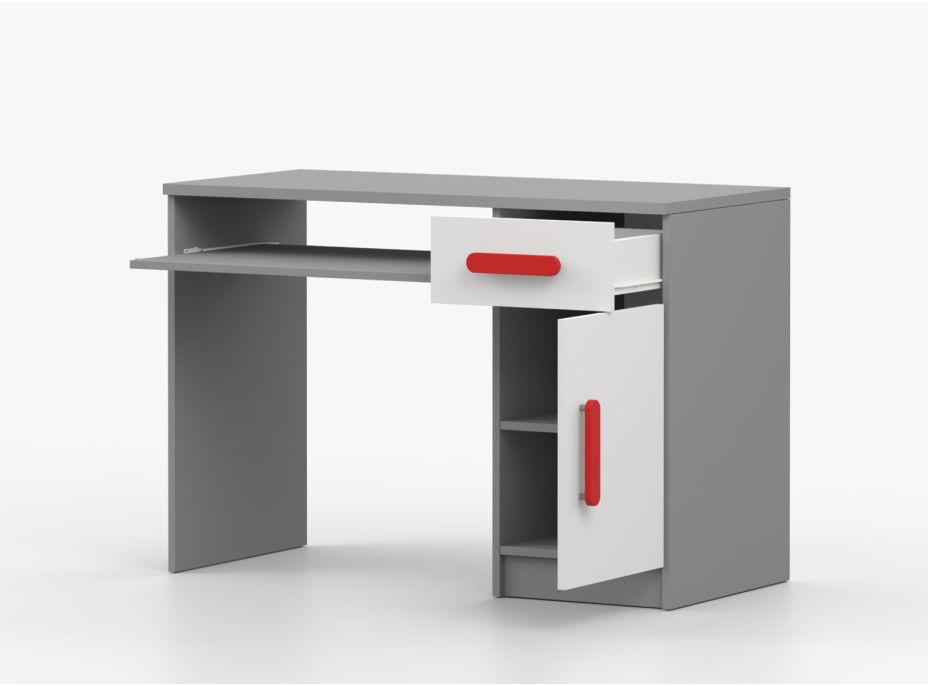 Písací stôl SCOUT - šedý/biely (8 variant)