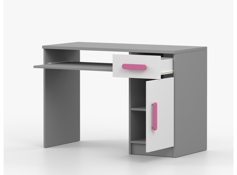 Písací stôl SCOUT - šedý/biely (viac variant)