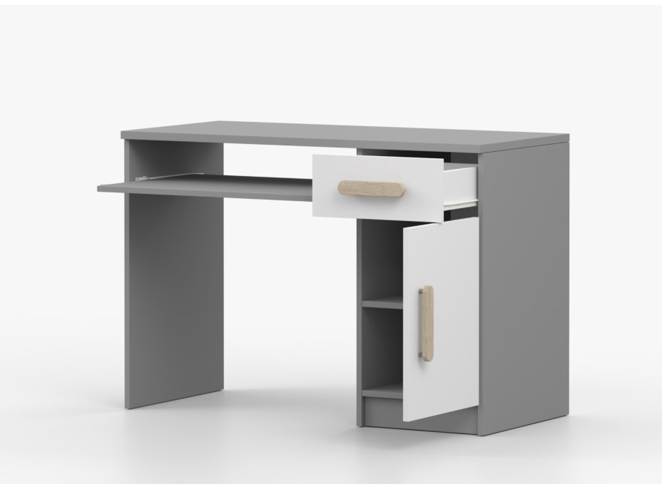 Písací stôl SCOUT - šedý/biely (8 variant)