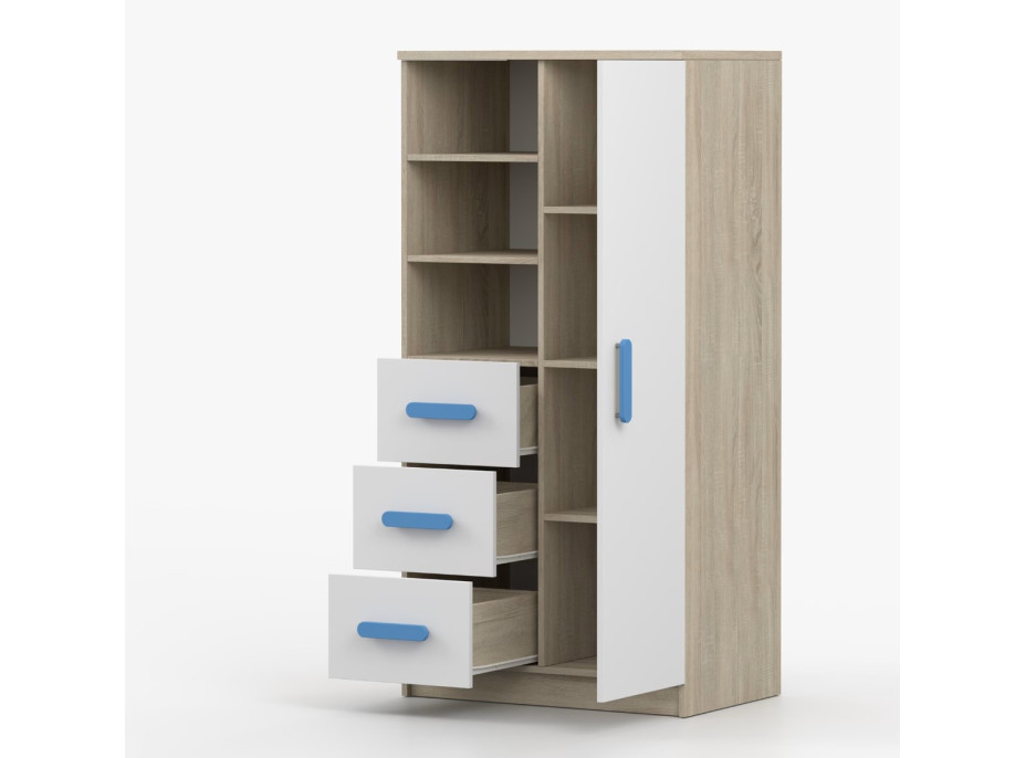 Regál SCOUT - dub sonoma/biely (viac variant)