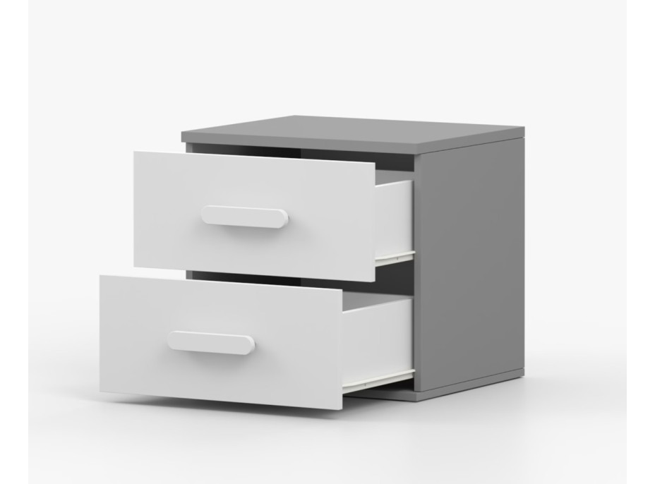 Nočný stolík SCOUT - šedý/biely (8 variant)