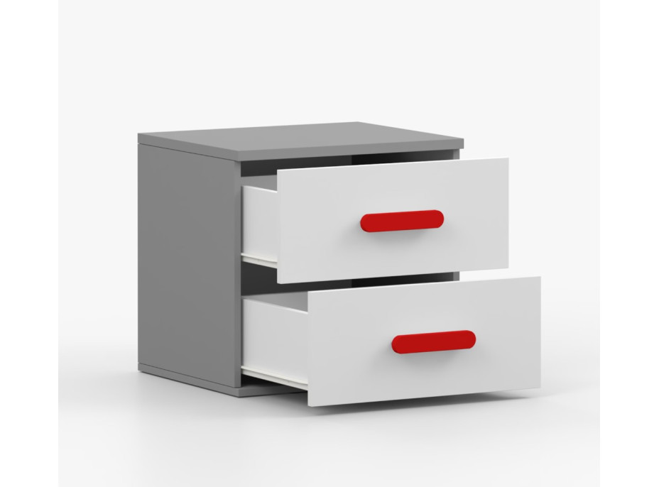 Nočný stolík SCOUT - šedý/biely (8 variant)