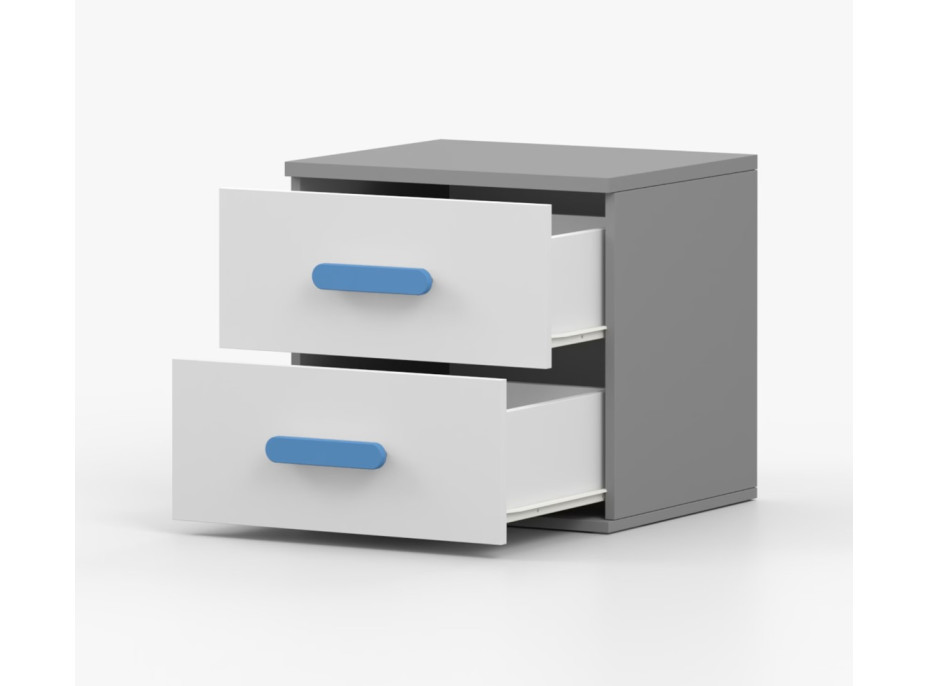 Nočný stolík SCOUT - šedý/biely (8 variant)