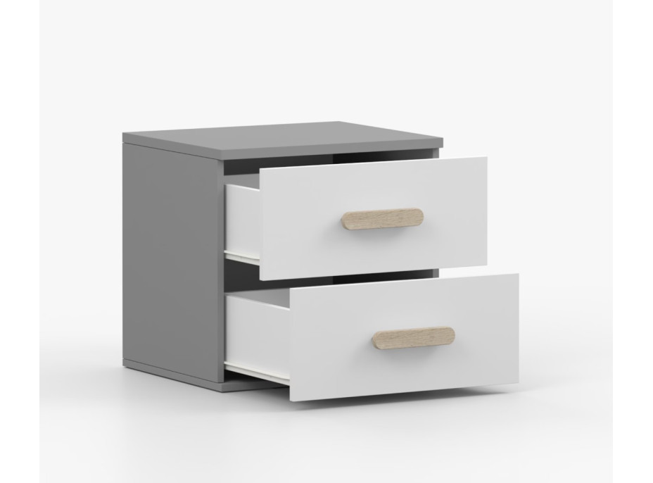 Nočný stolík SCOUT - šedý/biely (8 variant)