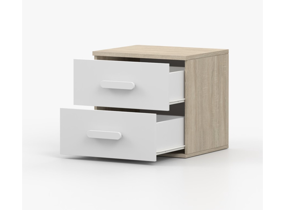 Nočný stolík SCOUT - dub sonoma/biely (8 variant)