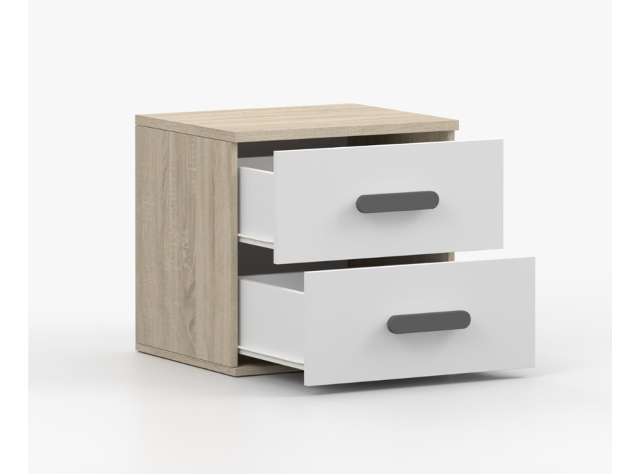 Nočný stolík SCOUT - dub sonoma/biely (8 variant)